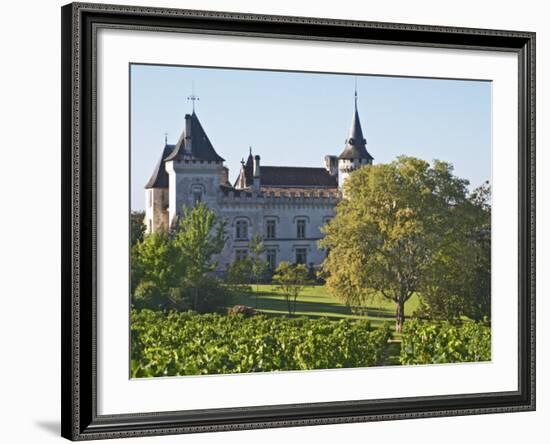 Chateau with Turrets and Vineyard, Chateau Carignan, Premieres Cotes De Bordeaux, France-Per Karlsson-Framed Photographic Print