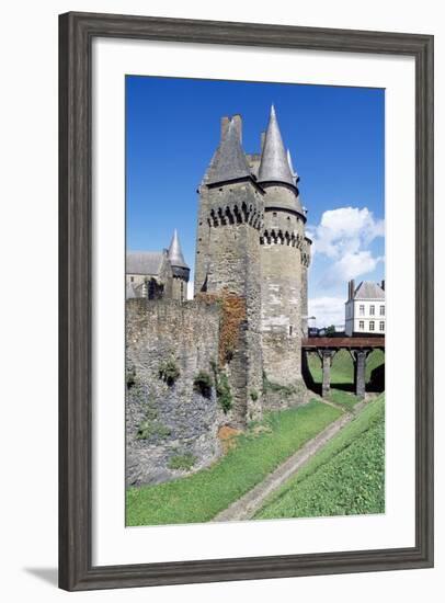 Chatelet, Moat and Drawbridge, Castle of Vitre, Brittany, France-null-Framed Giclee Print