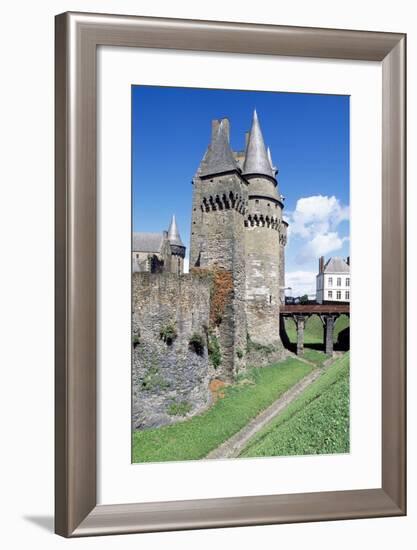 Chatelet, Moat and Drawbridge, Castle of Vitre, Brittany, France-null-Framed Giclee Print