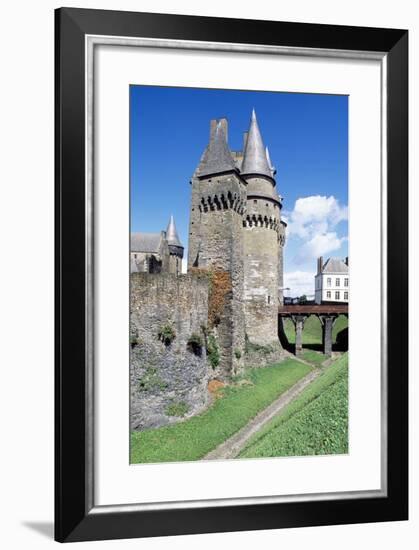 Chatelet, Moat and Drawbridge, Castle of Vitre, Brittany, France-null-Framed Giclee Print