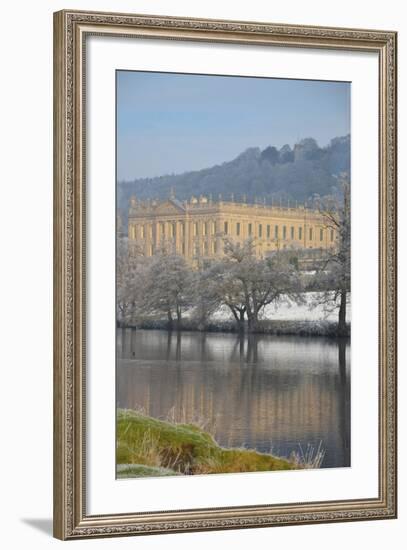 Chatsworth House from the Southwest over the River Derwent, Derbyshire-null-Framed Photographic Print