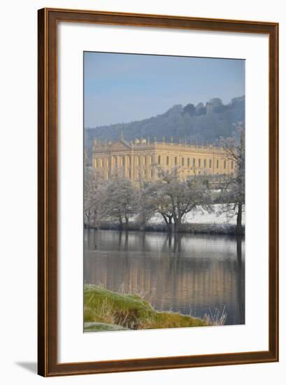 Chatsworth House from the Southwest over the River Derwent, Derbyshire-null-Framed Photographic Print