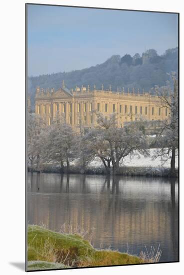 Chatsworth House from the Southwest over the River Derwent, Derbyshire-null-Mounted Photographic Print