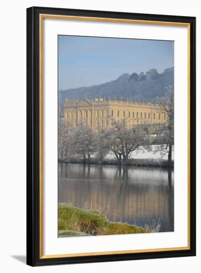 Chatsworth House from the Southwest over the River Derwent, Derbyshire-null-Framed Photographic Print