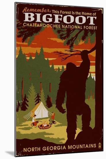 Chattahoochee National Forest, Georgia - Home of Bigfoot-Lantern Press-Mounted Art Print