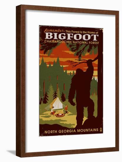 Chattahoochee National Forest, Georgia - Home of Bigfoot-Lantern Press-Framed Art Print