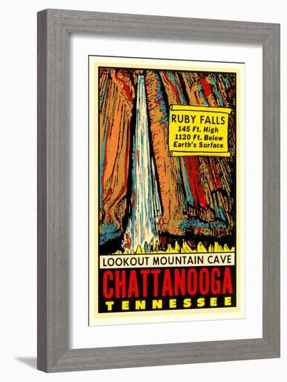 Chattanooga Decal, Ruby Falls-null-Framed Art Print