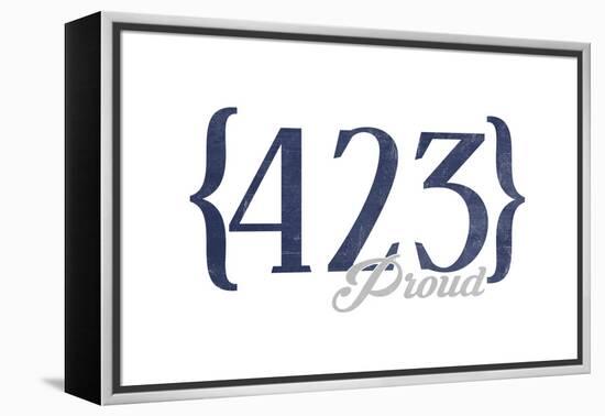 Chattanooga, Tennessee - 423 Area Code (Blue)-Lantern Press-Framed Stretched Canvas