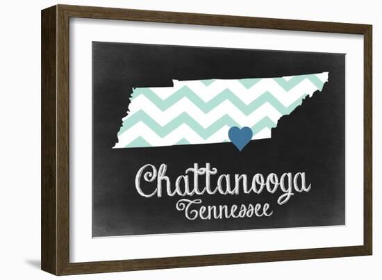 Chattanooga, Tennessee - Chalkboard State Heart-Lantern Press-Framed Art Print