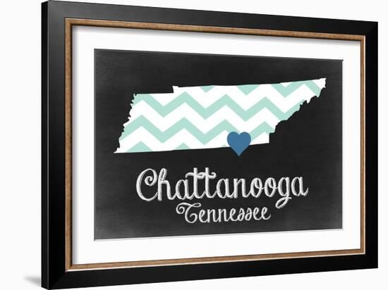 Chattanooga, Tennessee - Chalkboard State Heart-Lantern Press-Framed Art Print