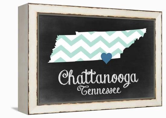 Chattanooga, Tennessee - Chalkboard State Heart-Lantern Press-Framed Stretched Canvas