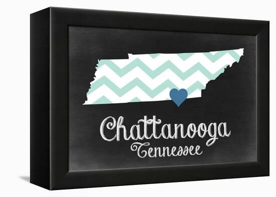 Chattanooga, Tennessee - Chalkboard State Heart-Lantern Press-Framed Stretched Canvas