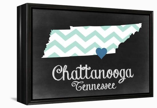 Chattanooga, Tennessee - Chalkboard State Heart-Lantern Press-Framed Stretched Canvas