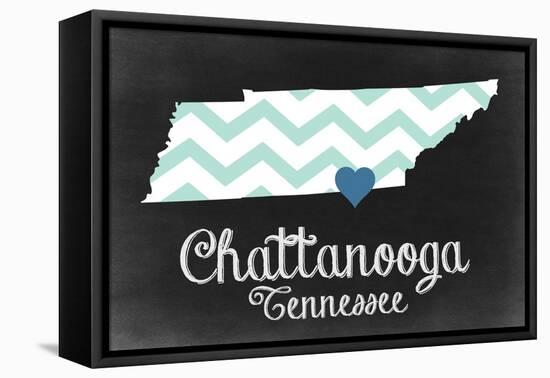 Chattanooga, Tennessee - Chalkboard State Heart-Lantern Press-Framed Stretched Canvas