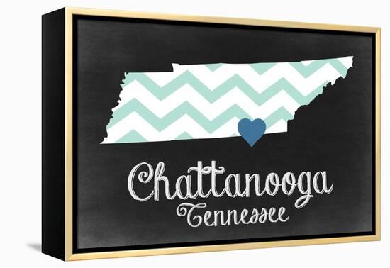 Chattanooga, Tennessee - Chalkboard State Heart-Lantern Press-Framed Stretched Canvas