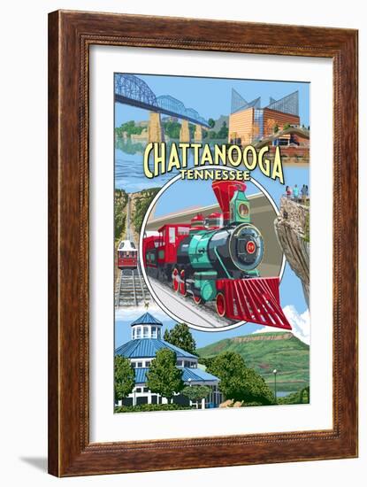 Chattanooga, Tennessee - Montage Scenes-Lantern Press-Framed Art Print