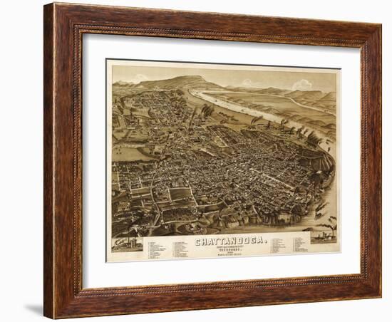 Chattanooga, Tennessee - Panoramic Map-Lantern Press-Framed Art Print