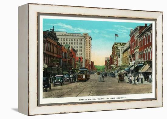 Chattanooga, Tennessee - View of Market Street, Along the Dixie Highway-Lantern Press-Framed Stretched Canvas