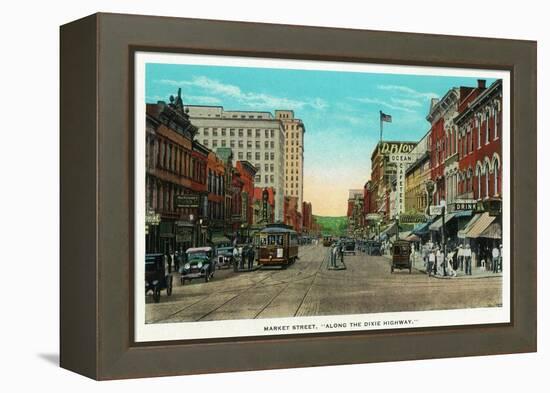 Chattanooga, Tennessee - View of Market Street, Along the Dixie Highway-Lantern Press-Framed Stretched Canvas