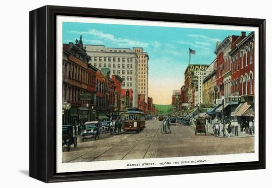 Chattanooga, Tennessee - View of Market Street, Along the Dixie Highway-Lantern Press-Framed Stretched Canvas
