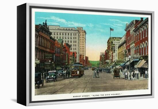 Chattanooga, Tennessee - View of Market Street, Along the Dixie Highway-Lantern Press-Framed Stretched Canvas