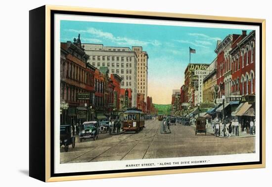 Chattanooga, Tennessee - View of Market Street, Along the Dixie Highway-Lantern Press-Framed Stretched Canvas