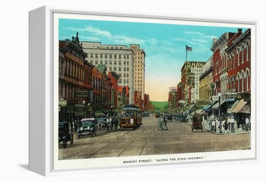 Chattanooga, Tennessee - View of Market Street, Along the Dixie Highway-Lantern Press-Framed Stretched Canvas