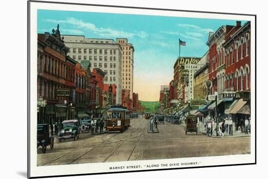 Chattanooga, Tennessee - View of Market Street, Along the Dixie Highway-Lantern Press-Mounted Art Print