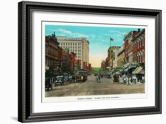 Chattanooga, Tennessee - View of Market Street, Along the Dixie Highway-Lantern Press-Framed Art Print