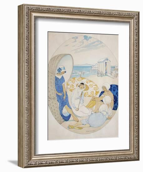 Chatting on the Danish Beach-Gerda Wegener-Framed Giclee Print