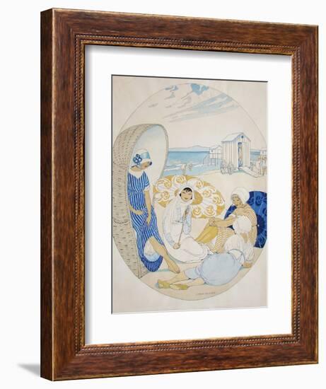 Chatting on the Danish Beach-Gerda Wegener-Framed Giclee Print