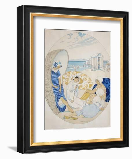 Chatting on the Danish Beach-Gerda Wegener-Framed Giclee Print