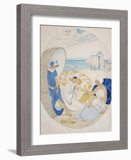 Chatting on the Danish Beach-Gerda Wegener-Framed Giclee Print