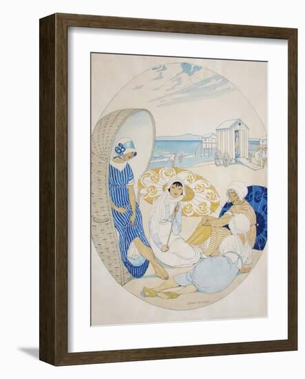 Chatting on the Danish Beach-Gerda Wegener-Framed Giclee Print