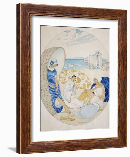 Chatting on the Danish Beach-Gerda Wegener-Framed Giclee Print