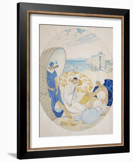 Chatting on the Danish Beach-Gerda Wegener-Framed Giclee Print