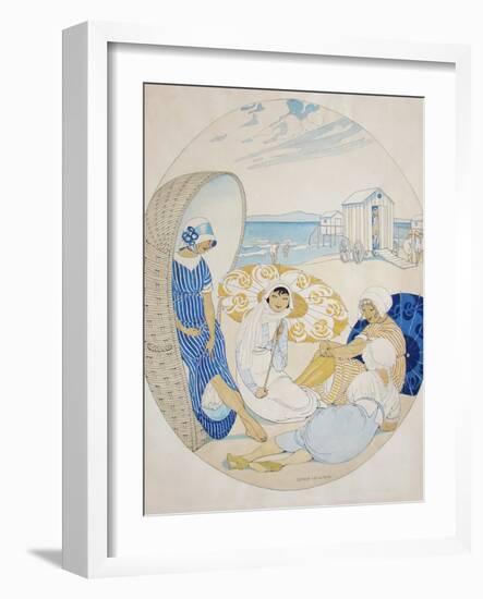 Chatting on the Danish Beach-Gerda Wegener-Framed Giclee Print