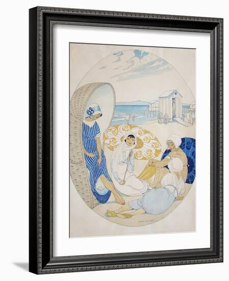 Chatting on the Danish Beach-Gerda Wegener-Framed Giclee Print