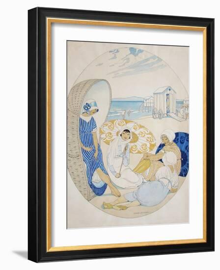 Chatting on the Danish Beach-Gerda Wegener-Framed Giclee Print