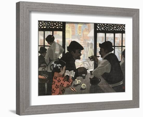Chatting over Tea-Wu Jide-Framed Art Print