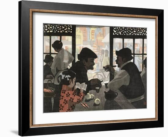 Chatting over Tea-Wu Jide-Framed Art Print