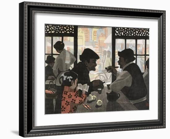 Chatting over Tea-Wu Jide-Framed Art Print