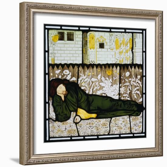 Chaucer Asleep with His Good Women on Stained Glass Window-Edward Burne-Jones-Framed Giclee Print