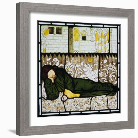 Chaucer Asleep with His Good Women on Stained Glass Window-Edward Burne-Jones-Framed Giclee Print