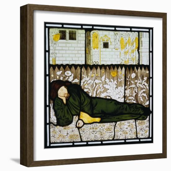 Chaucer Asleep with His Good Women on Stained Glass Window-Edward Burne-Jones-Framed Giclee Print