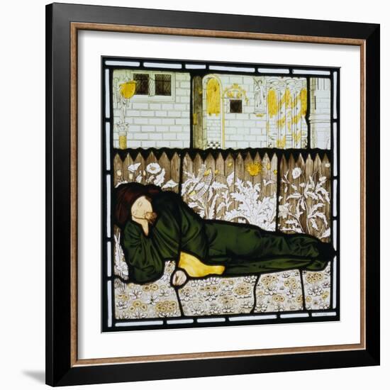 Chaucer Asleep with His Good Women on Stained Glass Window-Edward Burne-Jones-Framed Giclee Print