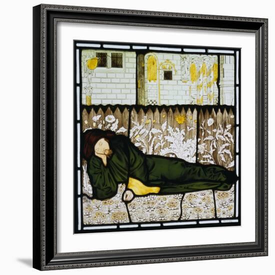 Chaucer Asleep with His Good Women on Stained Glass Window-Edward Burne-Jones-Framed Giclee Print