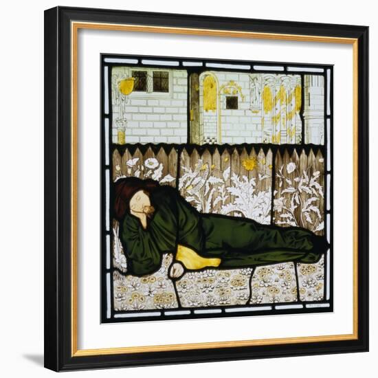 Chaucer Asleep with His Good Women on Stained Glass Window-Edward Burne-Jones-Framed Giclee Print