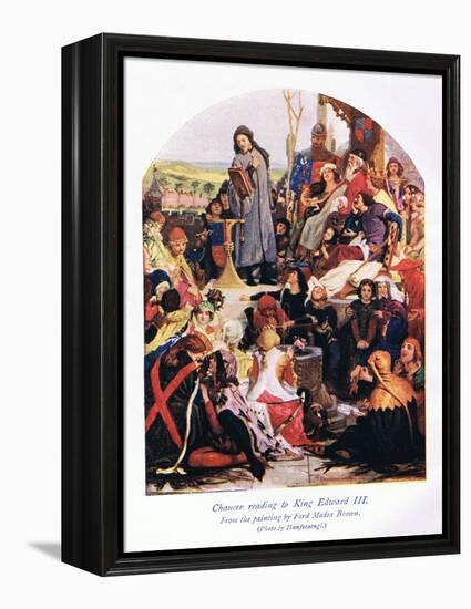 Chaucer Reading to King Edward III-Ford Madox Brown-Framed Premier Image Canvas