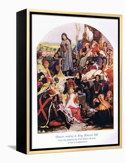 Chaucer Reading to King Edward III-Ford Madox Brown-Framed Premier Image Canvas